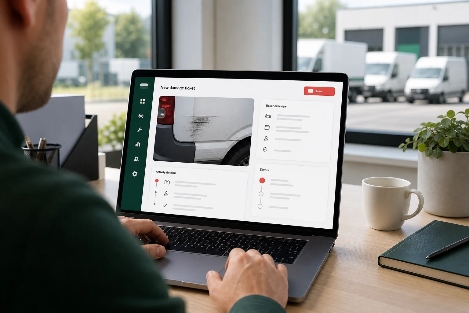 Fuhrparkleiter sieht die neue Schadensmeldung im QRFlotte-Portal